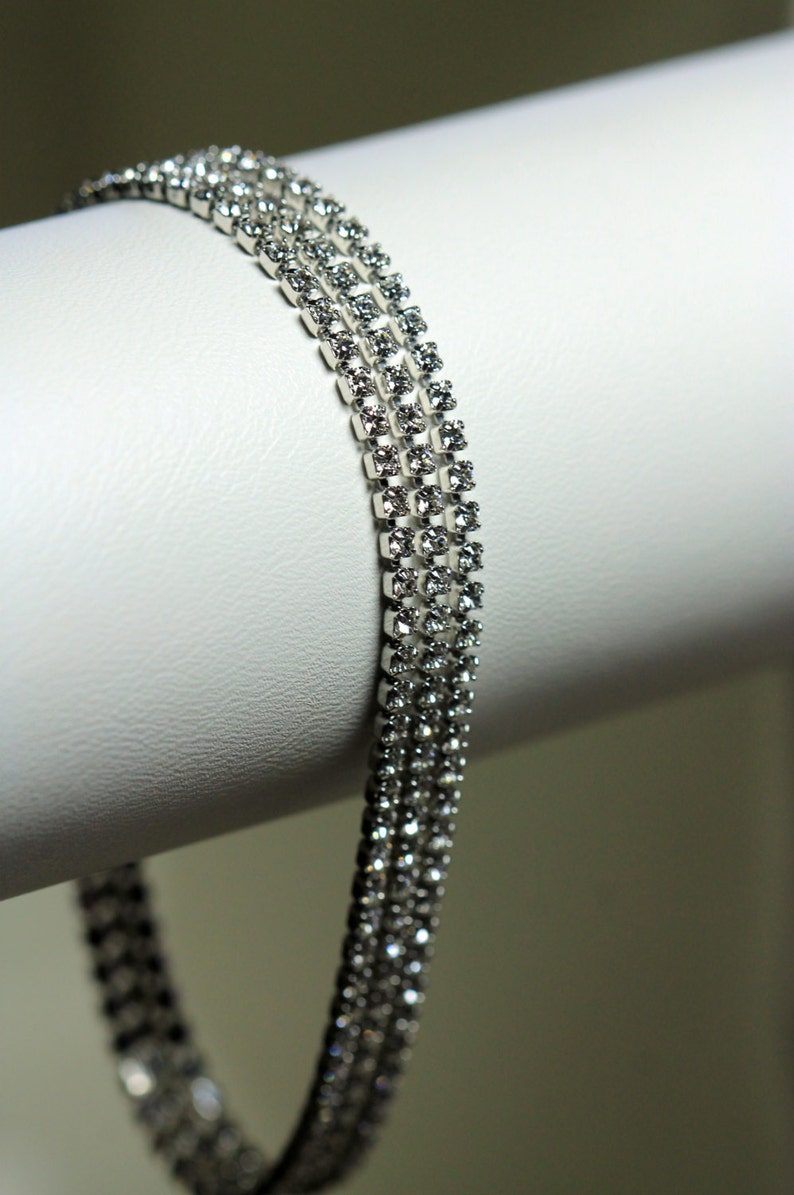 Faux Diamond Triple Strand Tennis Bracelet Bridal Vintage Etsy