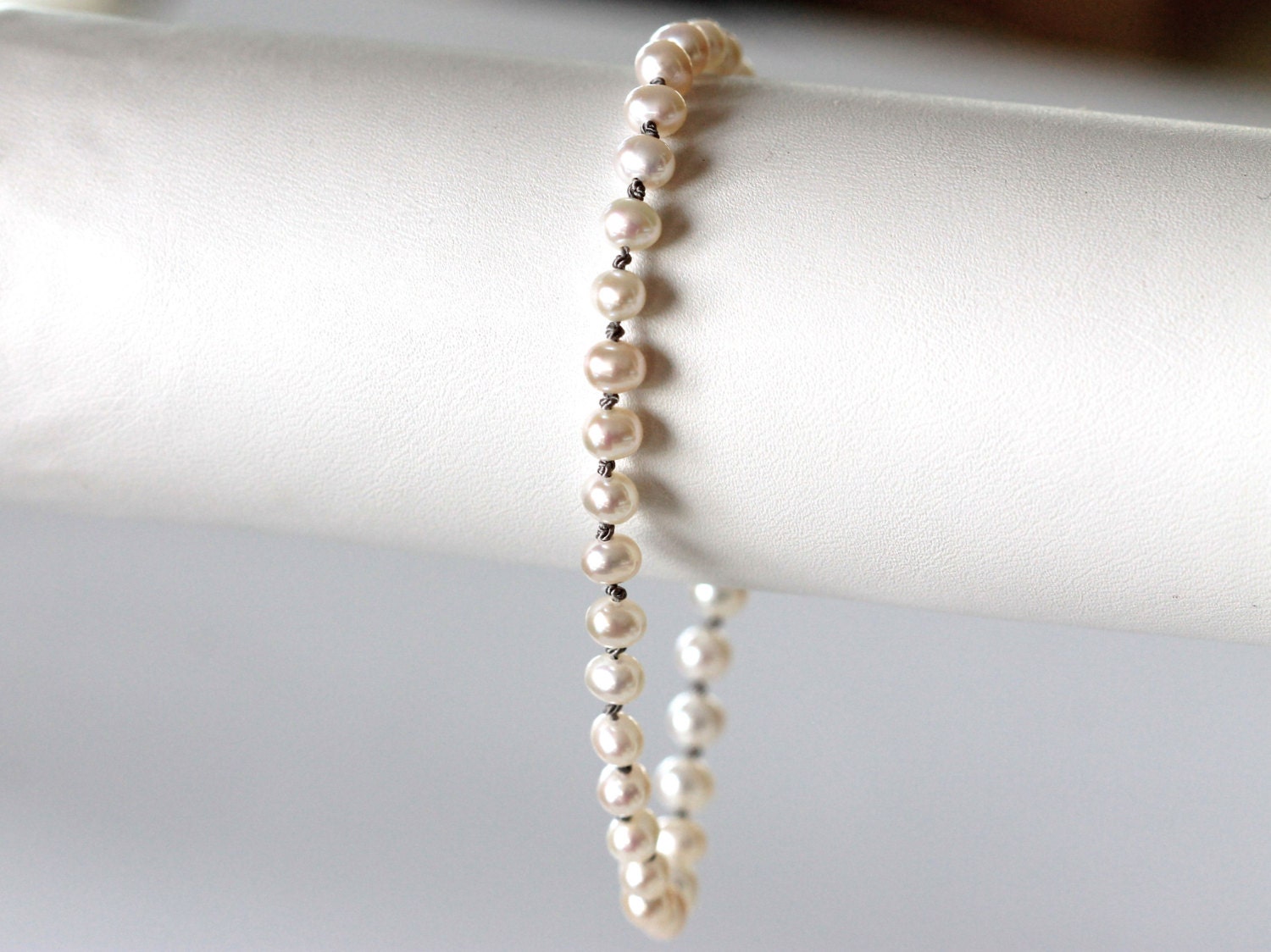 Hand Knotted Pearl Bracelet | White Pearls | Cultured Pearl Bracelet ...