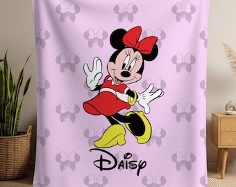 Personalized Mickey Mouse Fleece Blanket: Custom Name Throw, Soft Plush Fabric