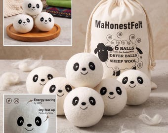 Wool Dryer Balls Set of 6, 100% New Zealand Wool Dryer Balls, Reusable Natural Fabric Softener, Eco Friendly Laundry Balls Gift