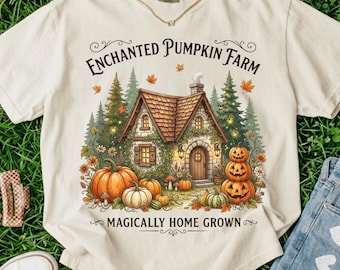Granja de calabazas encantada PNG Cabaña de otoño Halloween Vintage Sublimación SVG Descargar