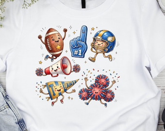 Happy Football PNG, Kawaii Game Day, Retro Sports, Toddler Fan, Sublimation Design