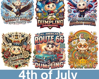 Patriotic Dumpling PNG Bundle Kawaii USA Mascot Fourth July SVG Designs