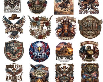America 250 PNG Bundle, Patriotic SVG, Western USA Sublimation, Independence Day Cricut Designs