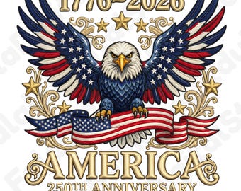 America 250 PNG, Bald Eagle SVG, Semiquincentennial Patriotic Design