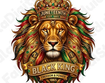 Juneteenth Black King Lion PNG Freedom Power 1865 SVG Design
