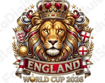 England Lion World Cup 2026 PNG SVG Football Fan Shirt Design