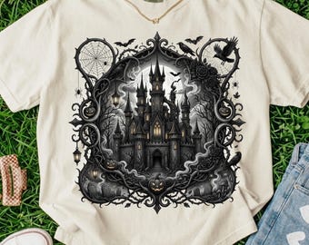Castillo tenebroso PNG Halloween Truco o trato SVG Diseño de descarga digital por sublimación