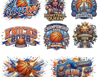 Knicks Basketball PNG Bundle, Game Day Graphics, New York Fan Sublimation