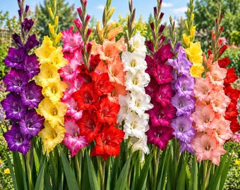 Mixed Gladiolus Bulbs Colorful Summer Flower Corms Cut Garden Perennial Blooms