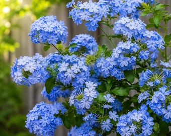 Blue Cape Plumbago Live Starter Plant, Fast Growing Flowering Shrub, Garden Container Plant