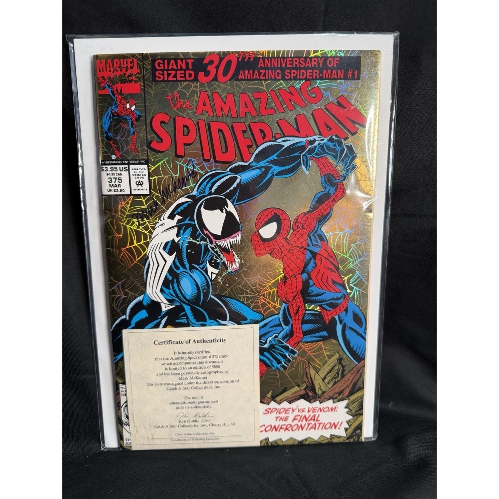 超希少！SPIDER FROM MARS 261201 雑誌　チーム　不良 Amazing Spider-man #375 March 1993 Mark Mckenna Autographed With