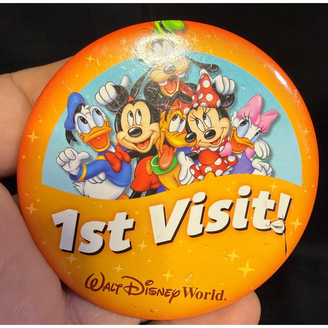 Universal First Visit Buttons Walt Disney World 1st Visit Button Mickey Minnie Donald Goofy Pluto ...