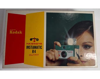 Vintage Kodak Hawkeye Instamatic R4 Camera Outfit Boxed 1969 Receipt Flashcube