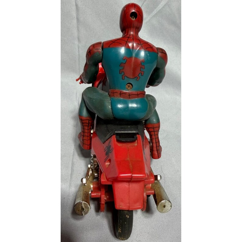 Vintage Spider-Man on Motorcycle Action Figure Toy Red Black Marvel Soma L856 image 4