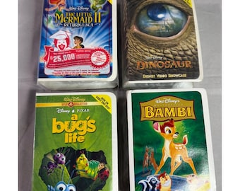 Disney McDonalds Happy Meal Toy Lot 4 VHS Figurines Bambi Bugs Life Dinosaur VTG