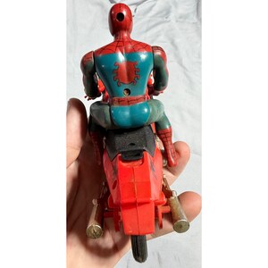 Vintage Spider-Man on Motorcycle Action Figure Toy Red Black Marvel Soma L856 image 6
