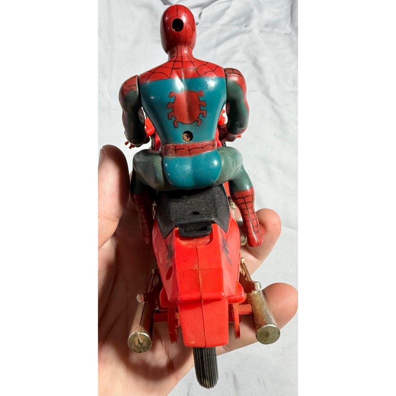 Vintage Spider-Man on Motorcycle Action Figure Toy Red Black Marvel Soma L856 image 6