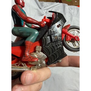 Vintage Spider-Man on Motorcycle Action Figure Toy Red Black Marvel Soma L856 image 7