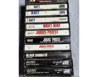 13 Heavy Metal Cassette Tape Lot AC/DC Judas Priest Black Sabbath Ratt Scorpions