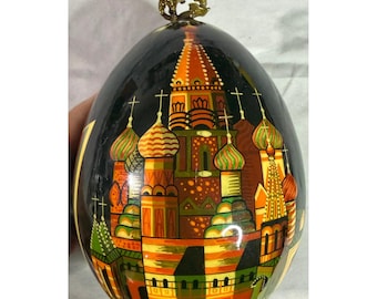 Russisch lakei Sint-Basiliuskathedraal Moskou handgeschilderde volkskunst zwart goud