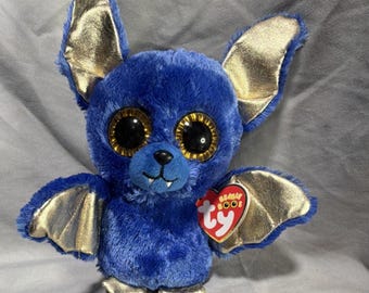 Ty Beanie Boos Ozzy Blue Bat Plush Stuffed Animal Small 2023 Surface  (A 052)