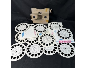 Lote de visor View-Master y 13 carretes de cuentos de hadas infantiles de Sawyer, incluye Disney.