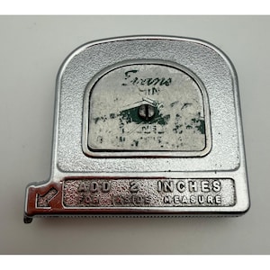 Vintage Evans White-Teep 6 ft Fickmåttband Krom Tillverkad i USA D077