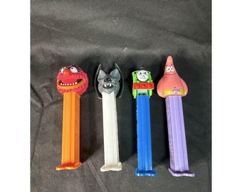 Juego de 4 dispensadores Pez con diseño de murciélago y murciélago de dibujos animados, Percy y Patrick.