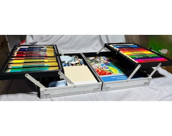 Artist Loft Necessities Art Set Silver Aluminum Carrying Case Pencils Paint