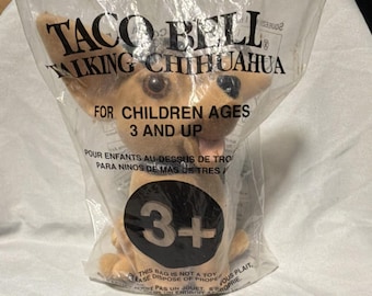 Peluche parlante de Chihuahua de Taco Bell de Applause, edición vintage con empaque original, ¡raro! (años 90)