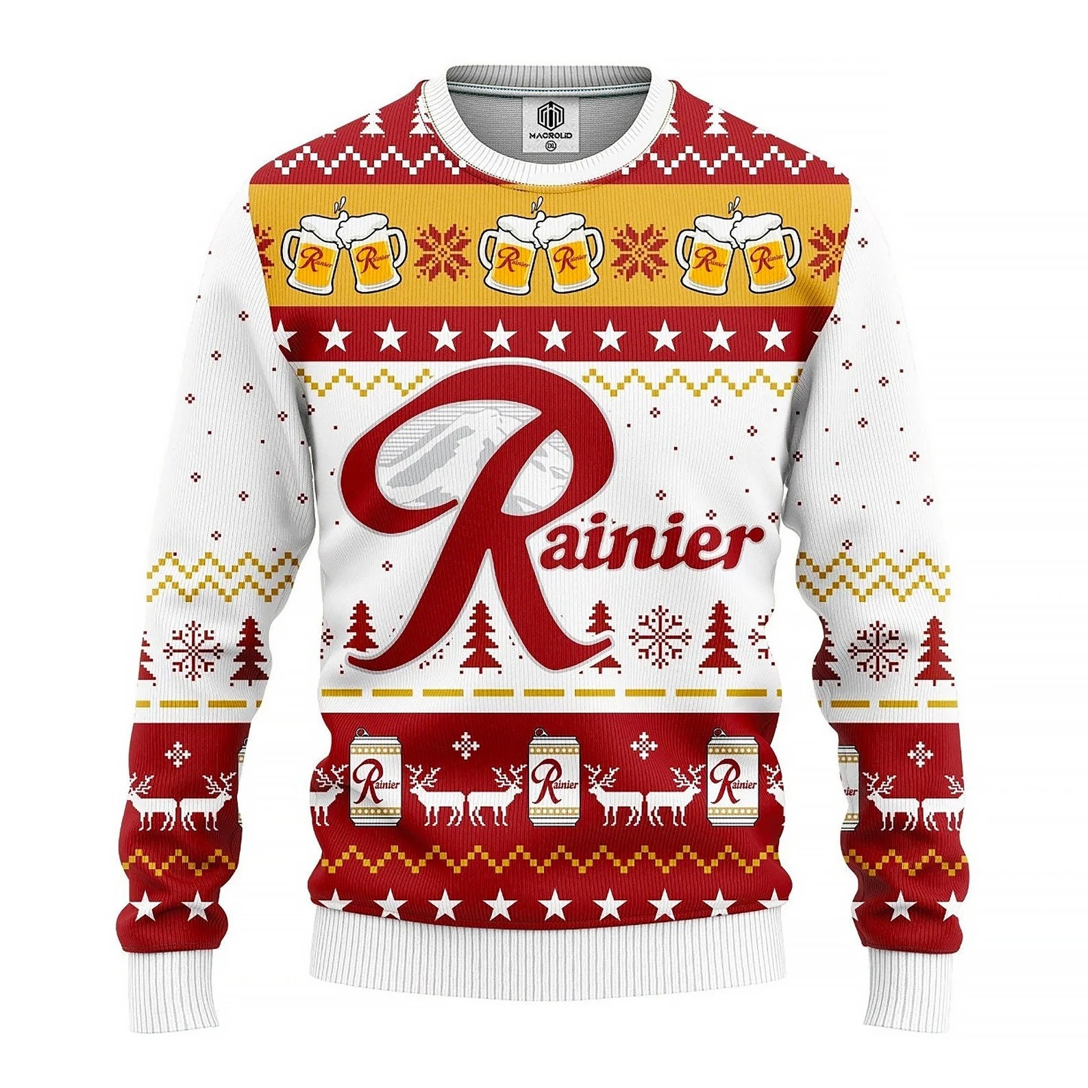 Rainier Beer Ugly Knitted Christmas 3D Sweater