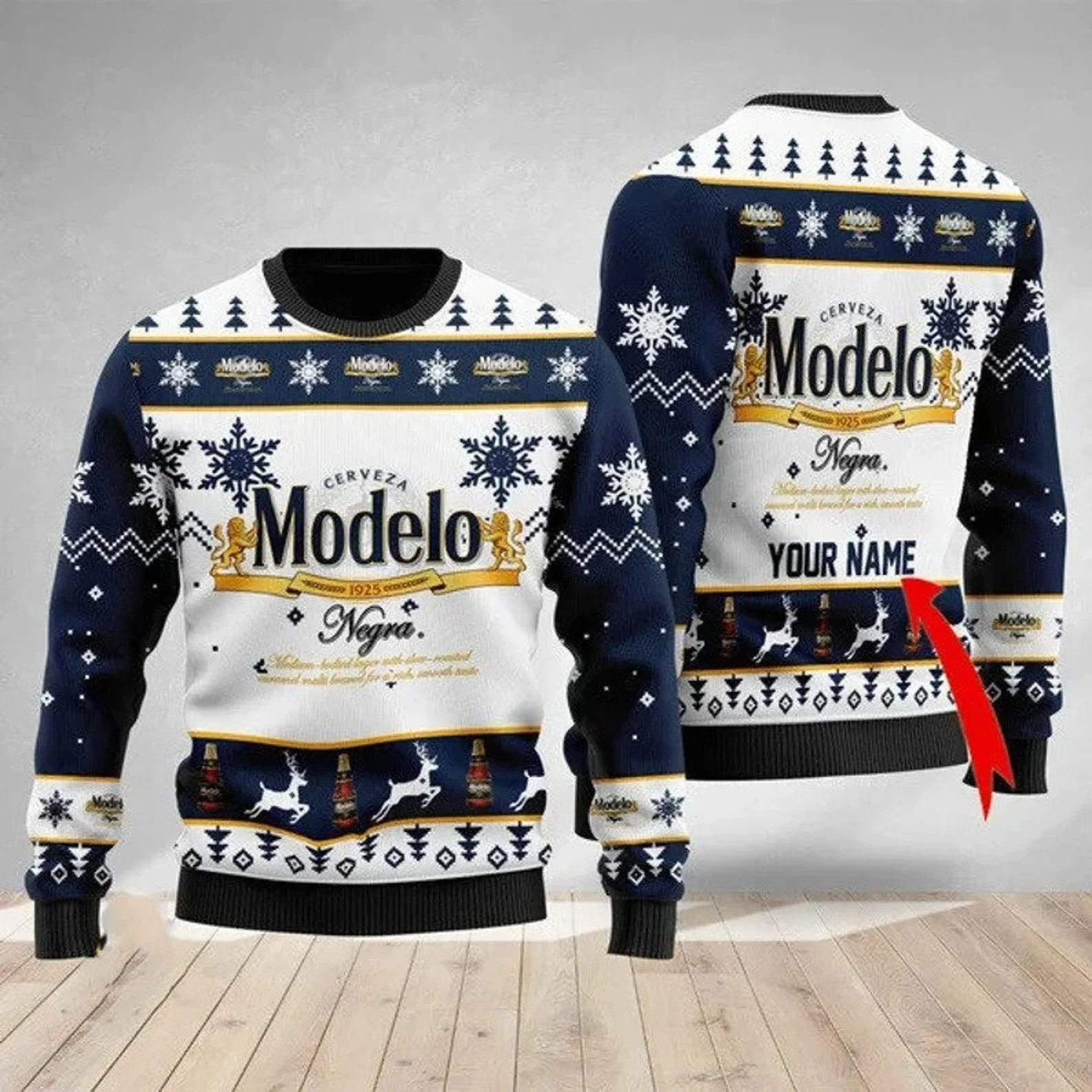 Personalized Modelo Beer Christmas Ugly 3D Sweater