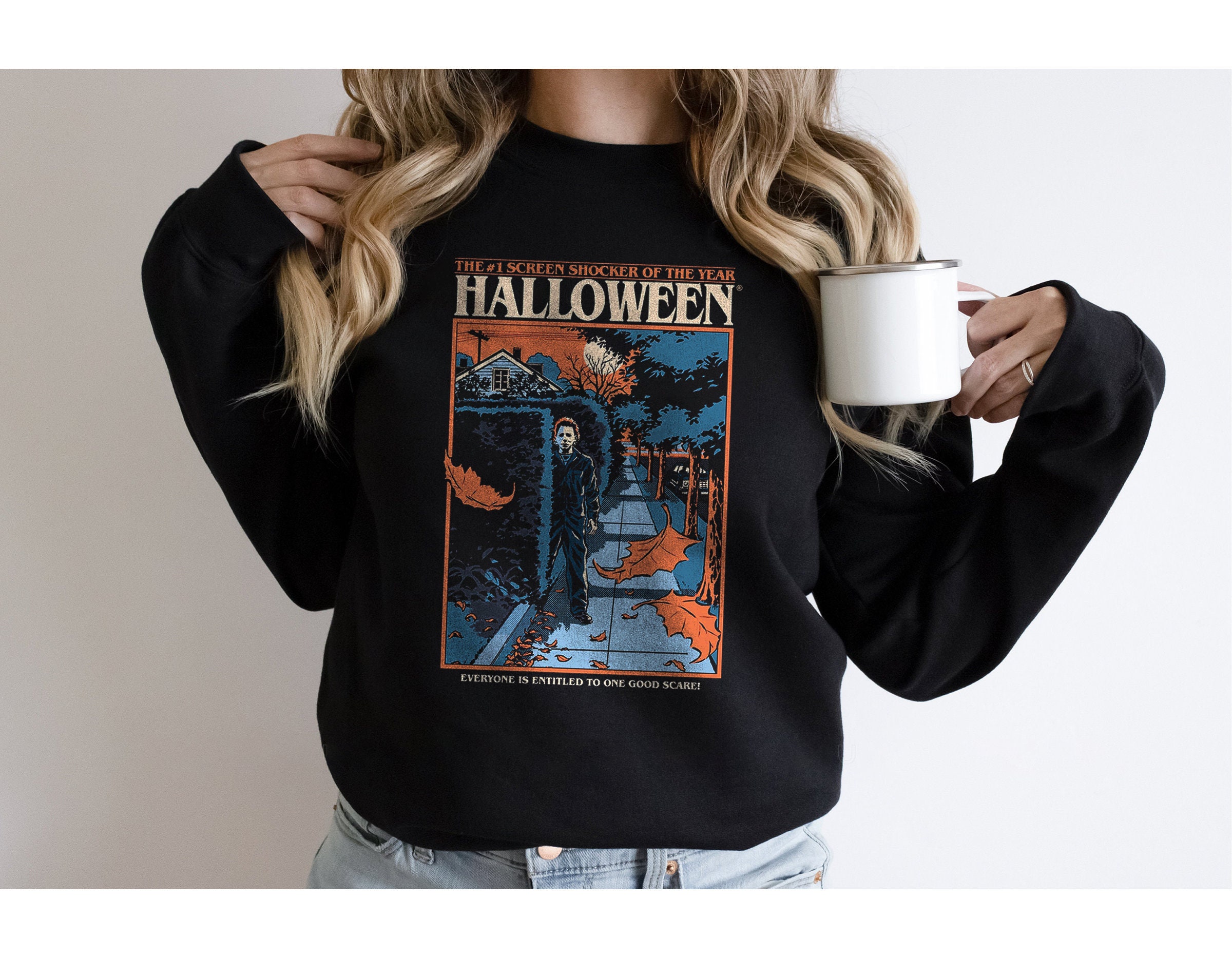 Discover The Screen Shocker Michael Myers Halloween Sweatshirt