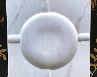 Marble Cigar Ashtray, Solid Stone, Square Form