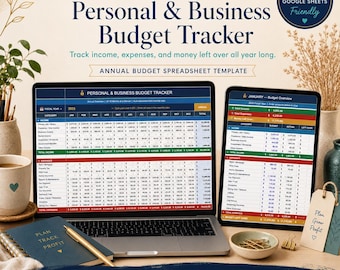 Personal and Business Budget Tracker | Monthly Budget Planner | Excel & Google Sheets | Budgeted vs Actual | Instant Download