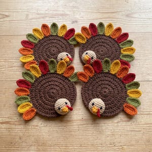 Virkmönster för kalkonunderlägg, kalkonunderlägg för Thanksgiving i PDF-format, virkad bordsdekoration för hösten, nybörjarvänligt mönster, direktnedladdning