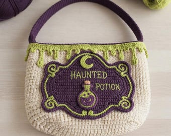 Haakpatroon voor een toverdrankzakje, Halloween haaktas PDF, Heksen schoudertas patroon, Spooky haaktas PDF, Halloween snoepzak patroon