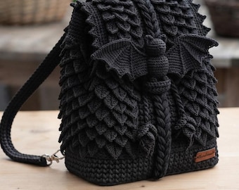 Dragon Scale Crochet Backpack Pattern, Bat Backpack PDF, Gothic Crochet Bag Pattern, Spider Web Bag PDF, Crocodile Stitch Backpack Pattern