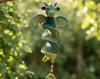Dragon Crochet Wind Spinner PDF, Wind spinner Decor pdf, Amigurumi Dragon Mobile, Crochet Garden Ornament, Crochet home decor