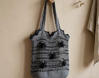 Haakpatroon voor een spinnentas, Halloween mesh draagtas PDF, Goth haakpatroon voor een draagtas, Spinnenhaaktas PDF, Net Market taspatroon