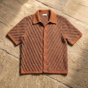 Mens Hexagon Crochet Shirt Pattern, Crochet Button Up Shirt Pattern, Mens Crochet Shirt Pattern, Collared Short Sleeve Shirt Pdf