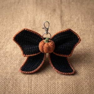 Virkat Halloween-rosémönster, fladdermusvinge-rosé, pumpa-rosé-nyckelring, Halloween-håraccessoar, virkad fladdermus-nyckelring, väskberlock PDF