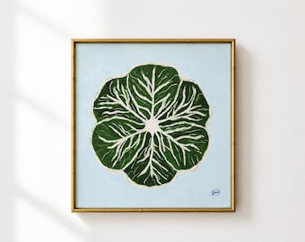Acrylic cabbage dinner plate painting