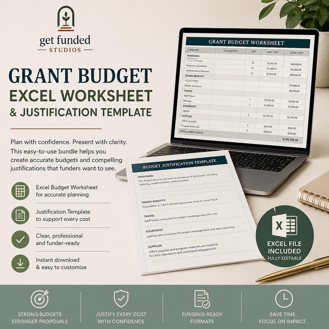 Grant Budget Excel Worksheet & Justification Template (.xlsm) - Etsy