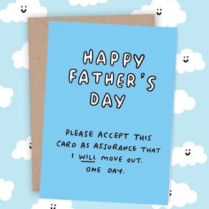 Bonne fête des pères, prenez ceci et je déménagerai un jour, adulte, enfant, papa, carte de voeux drôle Veronica Dearly, bleu idiot personnalisé