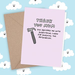 Obrigado Mãe Cartão de Dia das Mães Quebre o Patriarcado Doce Mãe Mãe Aniversário da Mamãe Verônica Querida Ilustração Criança Crescida Personalizada Faça Você Mesmo
