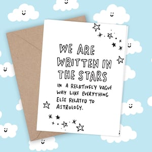 Scritto nelle stelle Amore San Valentino Anniversario Matrimonio Biglietto Veronica Dearly Illustrazione Divertente Fumetto Umorismo Sciocco Saluto Personalizzato Astrologia
