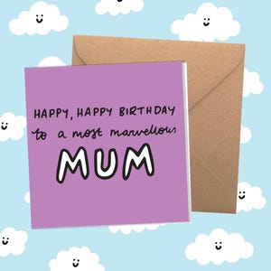 Buon compleanno mamma meravigliosa biglietto adorabile rendimi felice mamma mamma compleanno mamma commedia umorismo Veronica Dearly illustrazione biglietto arte viola