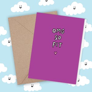 Funny Valentine Card Veronica Dearly Pink Purple OMG So Fit Bubble Cartoon Illustration Cute Anniversary Custom Personalised Blank Greetings
